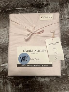 Laura Ashley TWIN X-LONG Sheet Set Cotton Percale